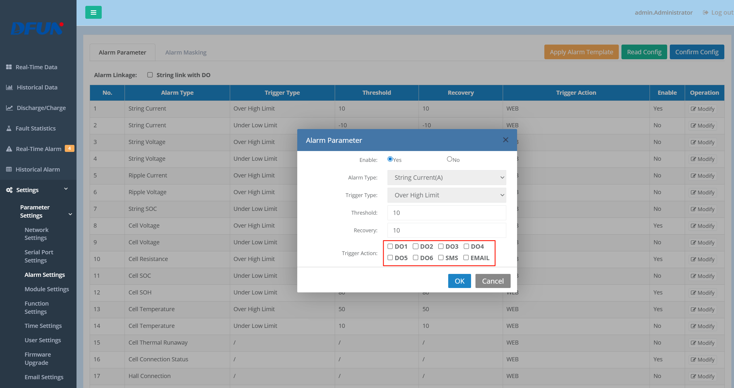 Diagnostic des défauts du système de surveillance de la batterie Dfun